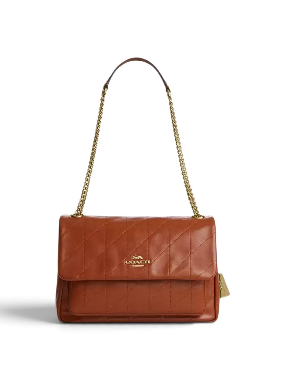 Coach Elodie  Leather Shoulder Bag in Saddle - Picture 4 of 11